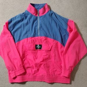 Vtg Pacific Coast Highway Fluorescent Windbreaker Unisex Large
